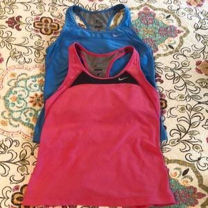 Nike Dri-Fit Sport Tank Tops w/ built-in shelf bra, two back pockets, size small
